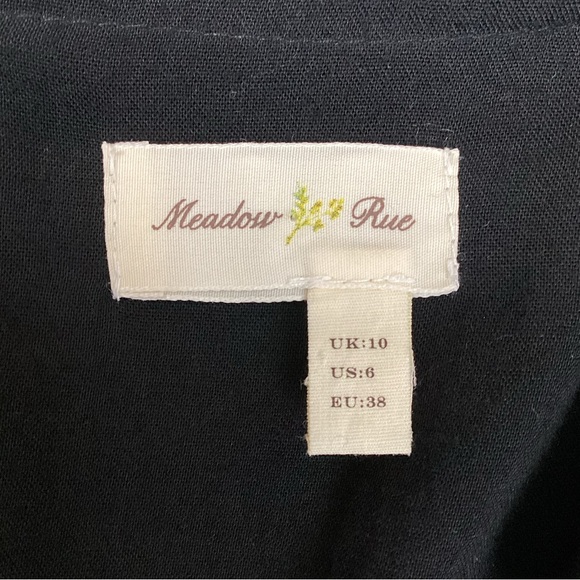 Anthropologie Meadow Rue Dress Drop Waist Minutiae Black - Picture 7 of 10